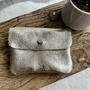 lusciousscarves Purses Gold Small Metallic Italian Leather Coin Purse
