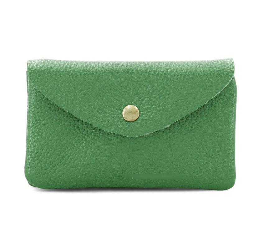 lusciousscarves Purses Green Italian Leather Zip and Poppet Purse
