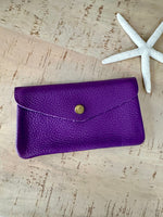Load image into Gallery viewer, lusciousscarves Purses Purple Italian Leather Zip and Popper Purse
