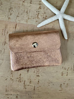 Load image into Gallery viewer, lusciousscarves Purses Rose Gold Small Metallic Italian Leather Coin Purse with Popper

