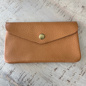 lusciousscarves Purses Tan Italian Leather Zip and Poppet Purse