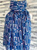 Load image into Gallery viewer, lusciousscarves Red Cuckoo Blue Scarf with White and Pale Pink Leaves and Berries.

