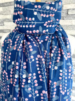 Load image into Gallery viewer, lusciousscarves Red Cuckoo Blue Scarf with White and Pale Pink Leaves and Berries.

