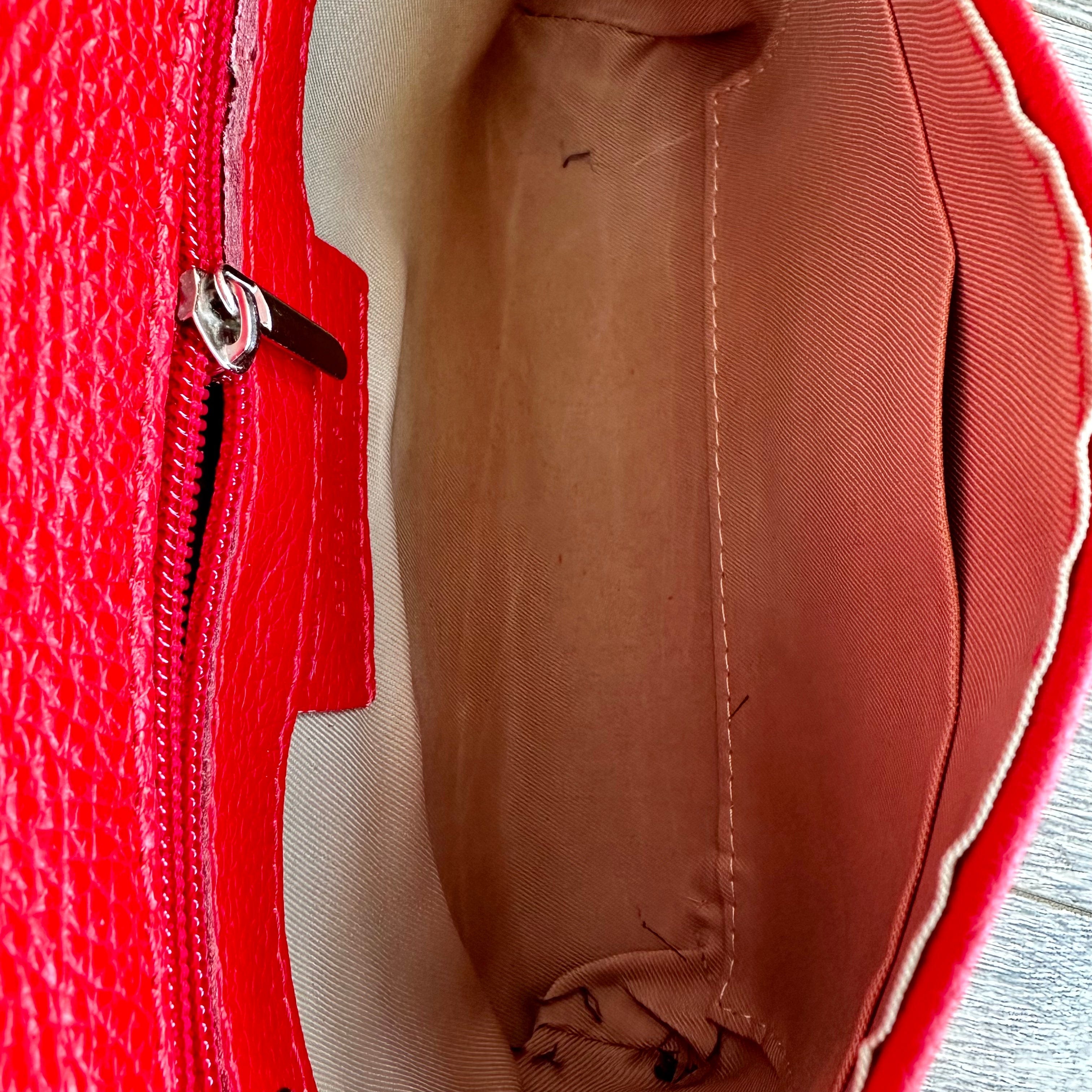 lusciousscarves Red Italian Leather Clutch Bag with Loop Handle