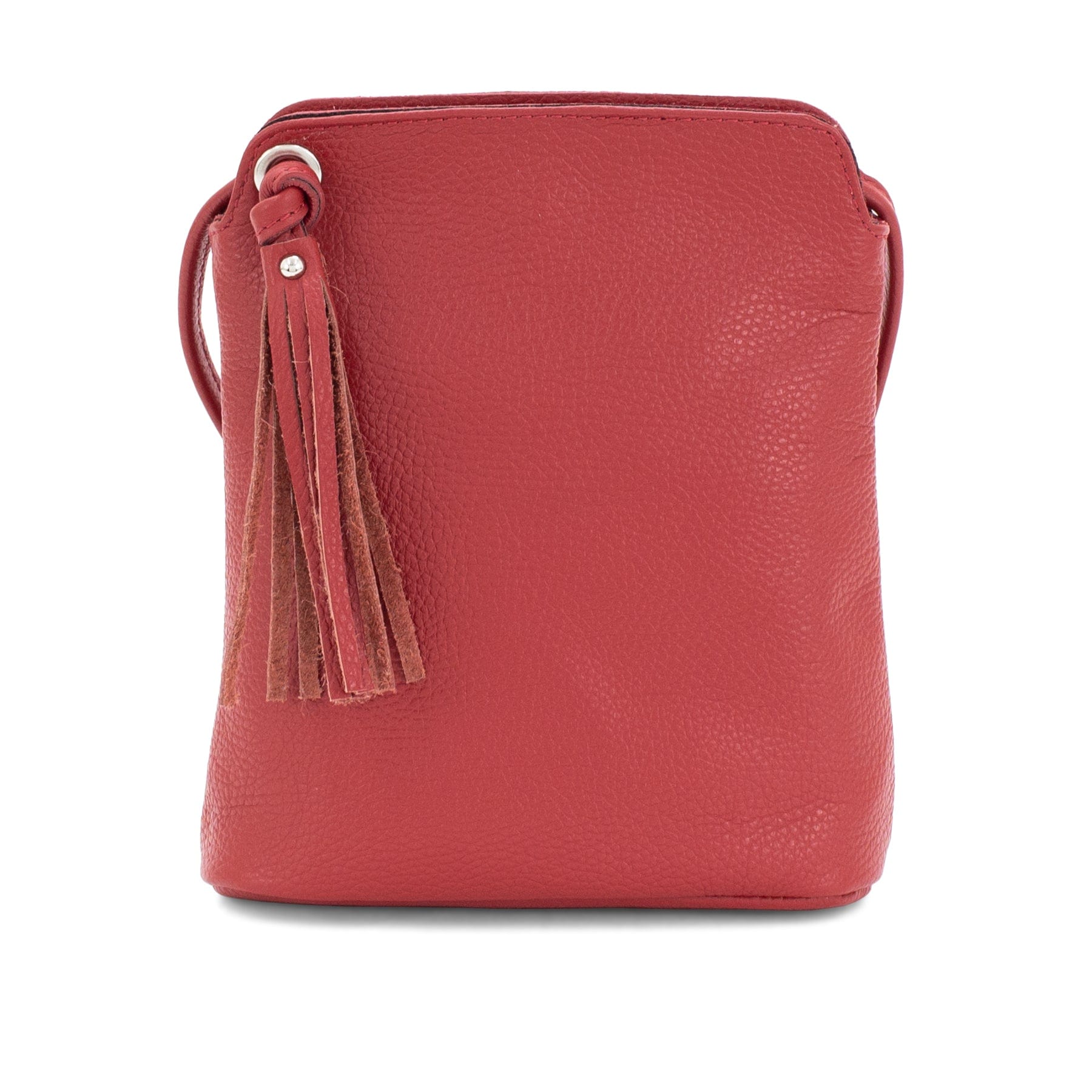 lusciousscarves Red Italian Leather Small Crossbody Bag / Handbag with Tassel , Available in 11 Colours.