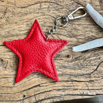 Load image into Gallery viewer, lusciousscarves Red Italian Leather Star Padded Keyring.

