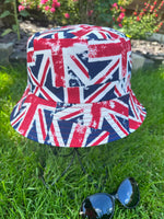 Load image into Gallery viewer, lusciousscarves Red White and Blue Union Jacket Bucket Hat Reversible Design
