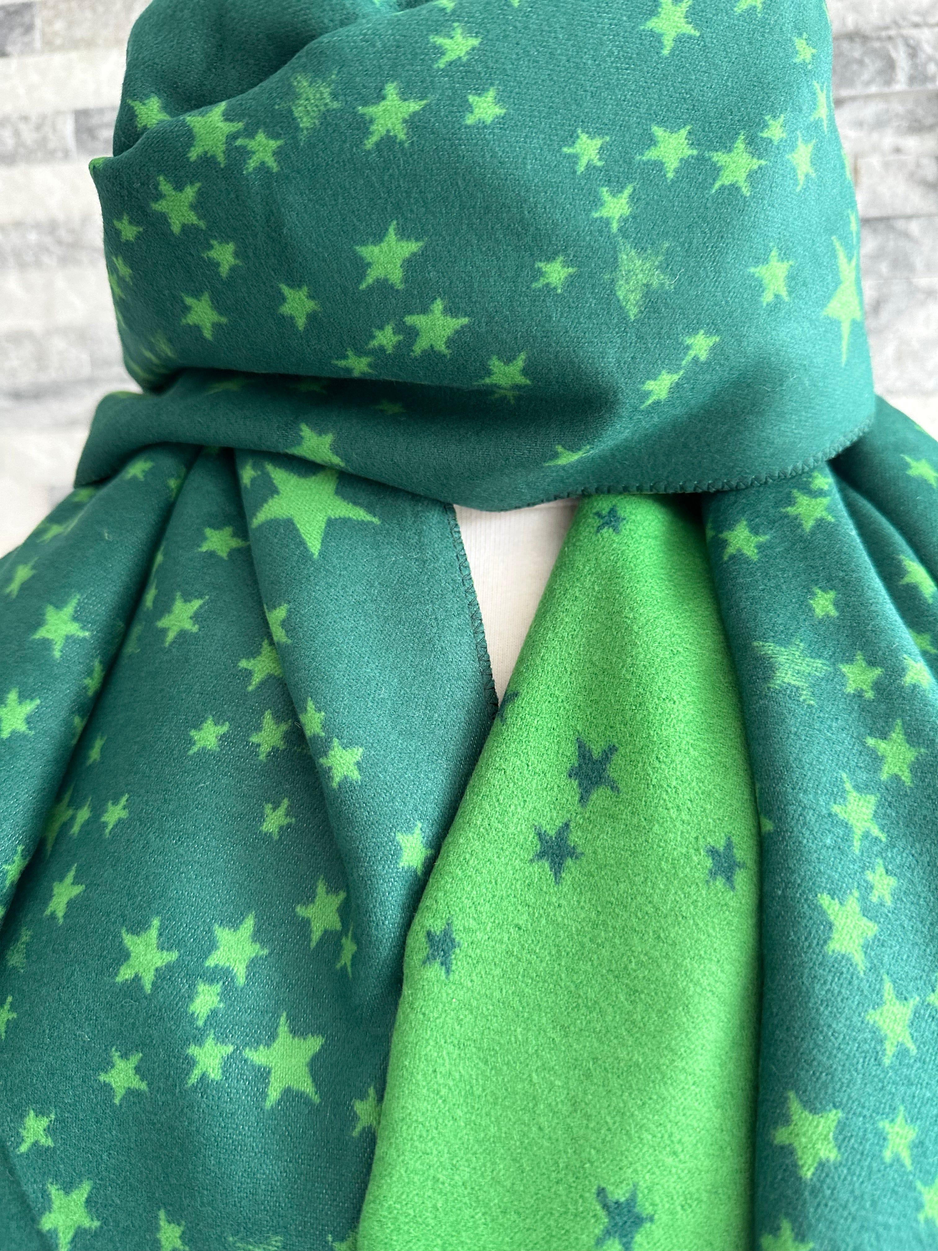 lusciousscarves Reversible Green Stars Scarf / Wrap