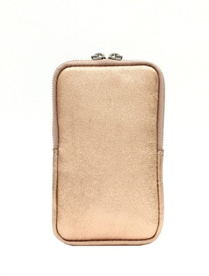 lusciousscarves Rose Gold Italian Leather Phone Pouch Crossbody Bag , Available in 20 Colours