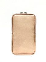 Load image into Gallery viewer, lusciousscarves Rose Gold Italian Leather Phone Pouch Crossbody Bag , Available in 20 Colours
