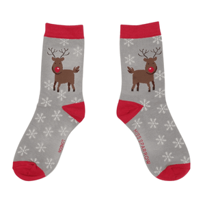 lusciousscarves Rudolph Bamboo Socks Ladies Miss Sparrow Grey