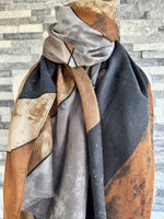Load image into Gallery viewer, lusciousscarves Scarf Brown, Grey and Black Scarf with Gold Glitter.
