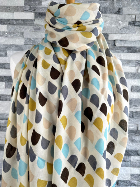 Blue and cream shop scarf