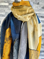 Load image into Gallery viewer, lusciousscarves Scarf Navy, Grey and Mustard Gold Glitter Scarf.
