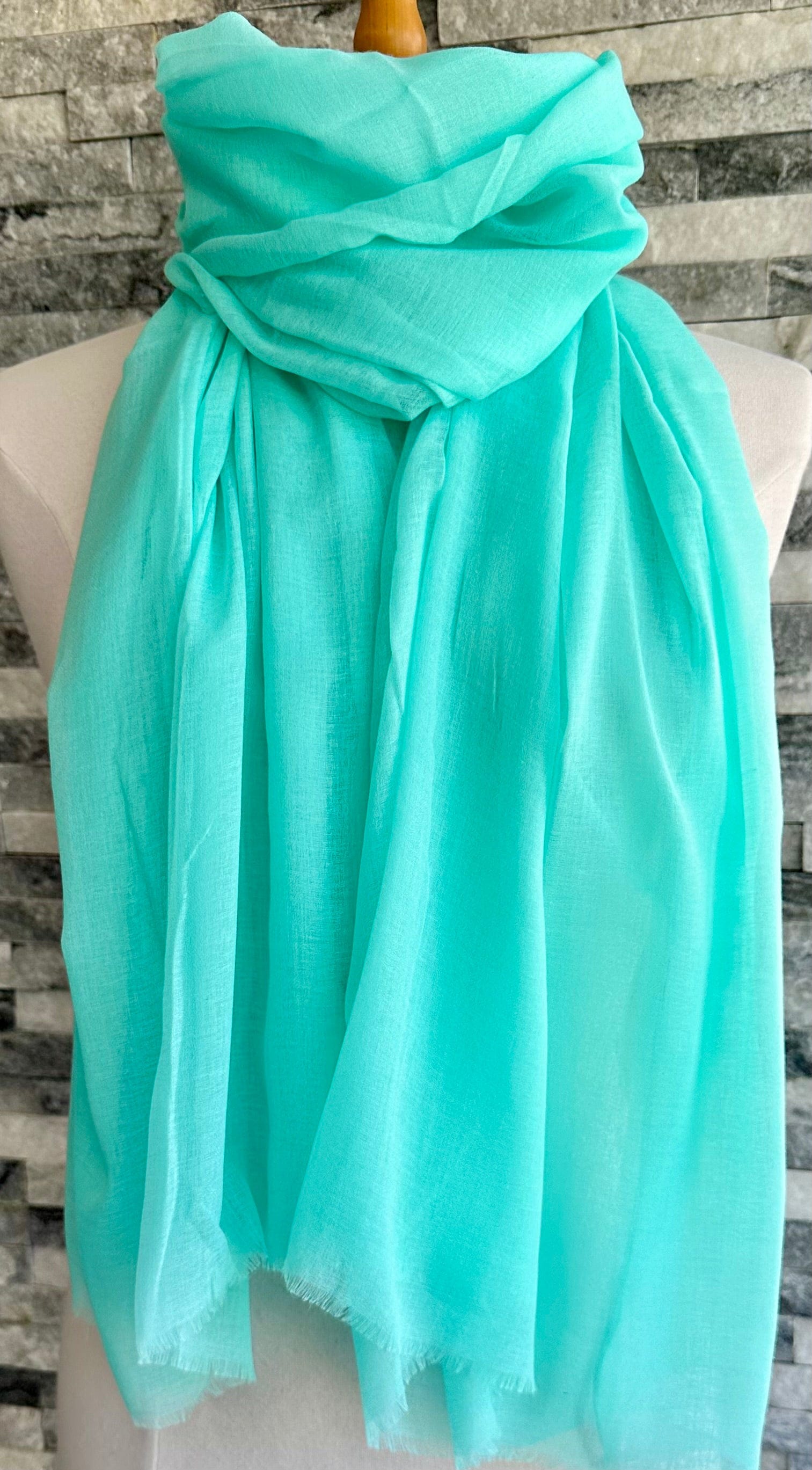 lusciousscarves Scarves Aqua Plain Light Weight Summer Scarf , Various Colours