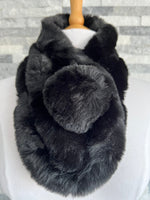 Load image into Gallery viewer, lusciousscarves Scarves Black Faux Fur Pom Pom Collar Scarf
