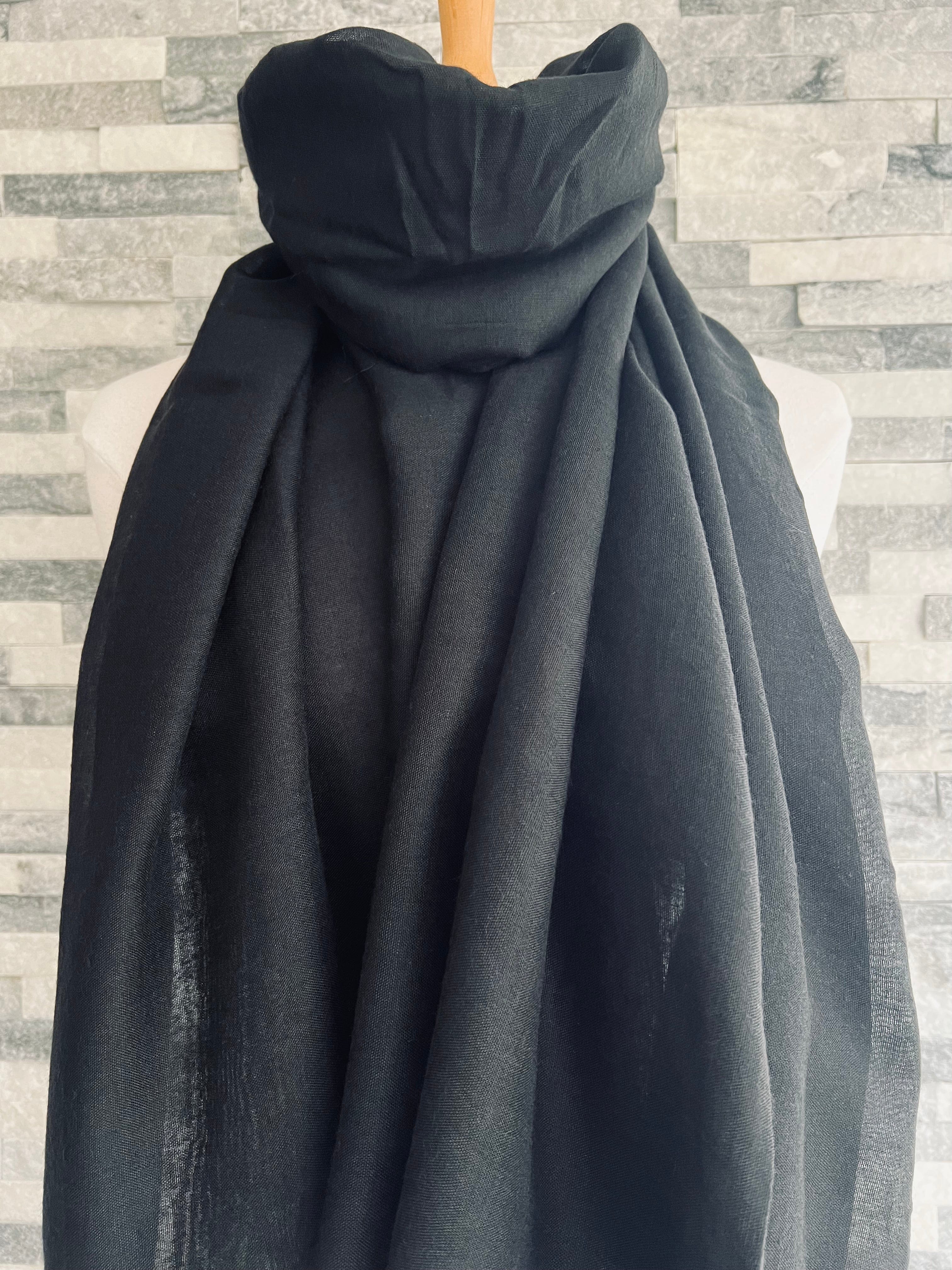 lusciousscarves Scarves Black Plain Light Weight Summer Scarf , Various Colours