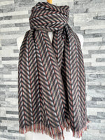 Load image into Gallery viewer, lusciousscarves Scarves Black Woven Chevron Stripes Scarf.
