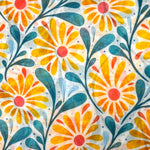 Load image into Gallery viewer, lusciousscarves Scarves Blue and Yellow Daisy and Leaves Print Scarf, Light Weight
