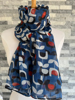 Load image into Gallery viewer, lusciousscarves Scarves Blue Block Floral Scarf
