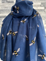 Load image into Gallery viewer, lusciousscarves Scarves Blue Busy Bees Scarf
