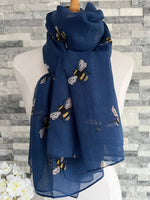 Load image into Gallery viewer, lusciousscarves Scarves Blue Busy Bees Scarf
