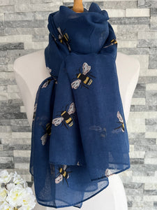 lusciousscarves Scarves Blue Busy Bees Scarf