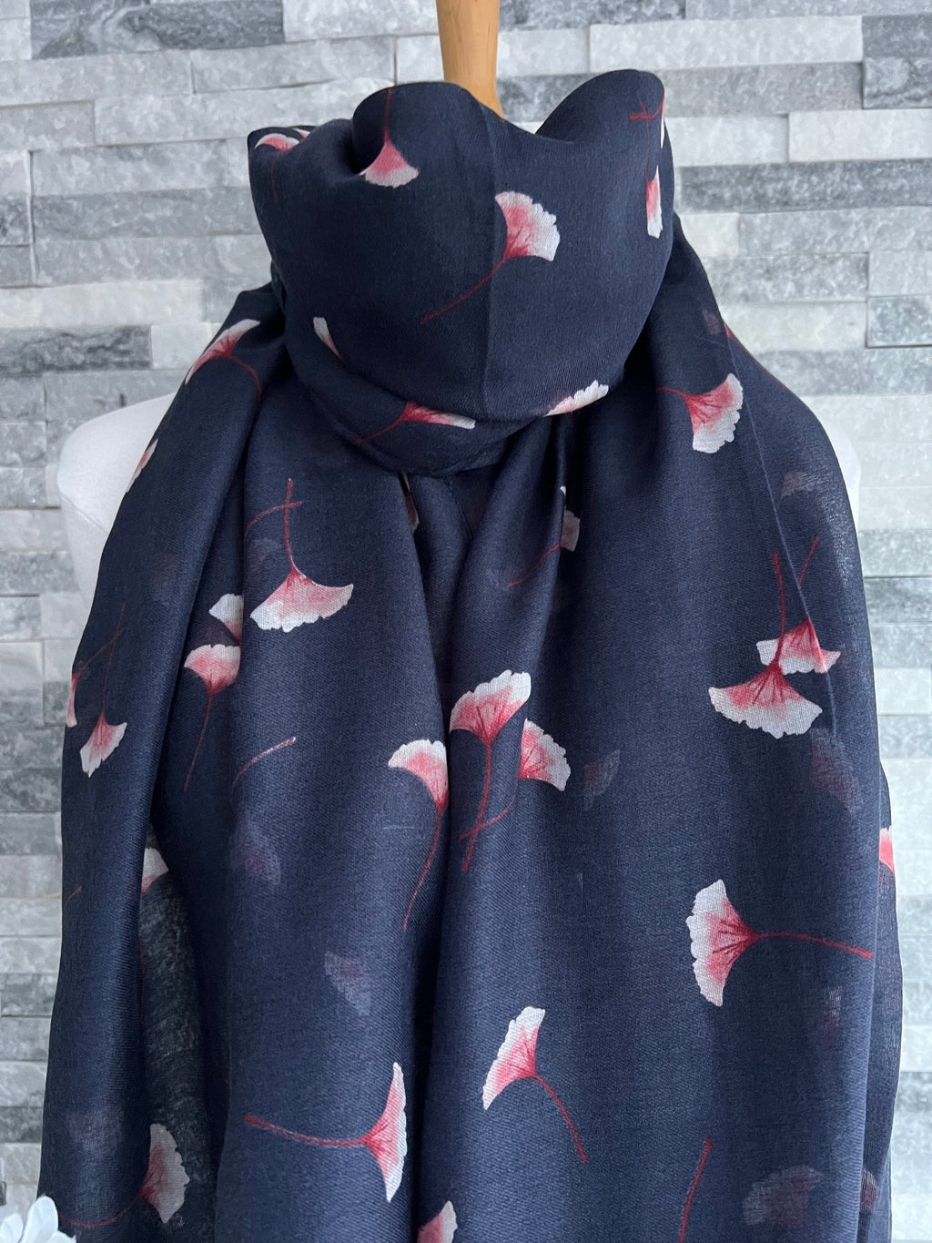 lusciousscarves Scarves Blue Gingko Leaves Scarf