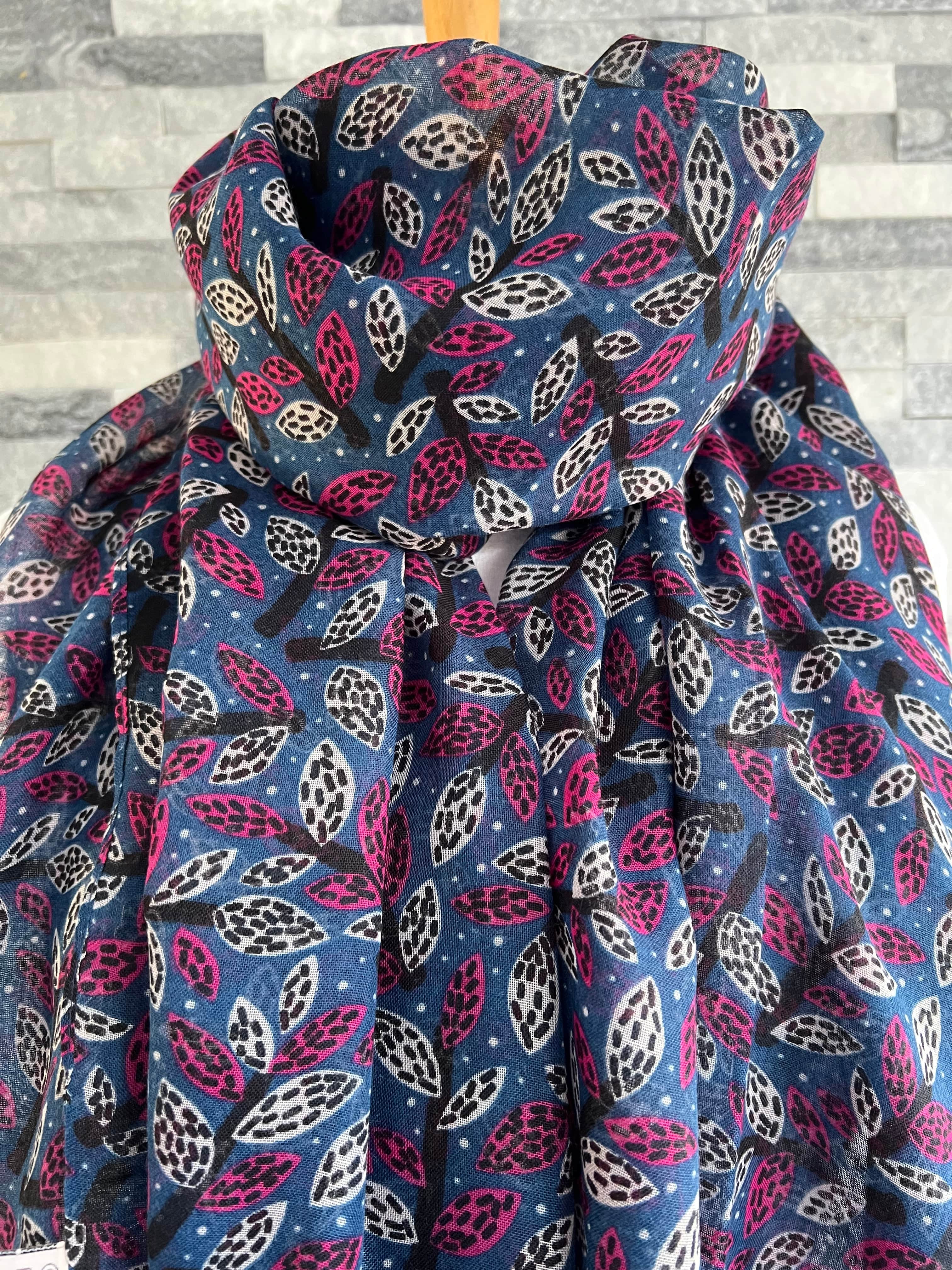 lusciousscarves Scarves Blue Leaves & Branches Scarf