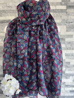 Load image into Gallery viewer, lusciousscarves Scarves Blue Leaves &amp; Branches Scarf
