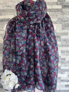 lusciousscarves Scarves Blue Leaves & Branches Scarf