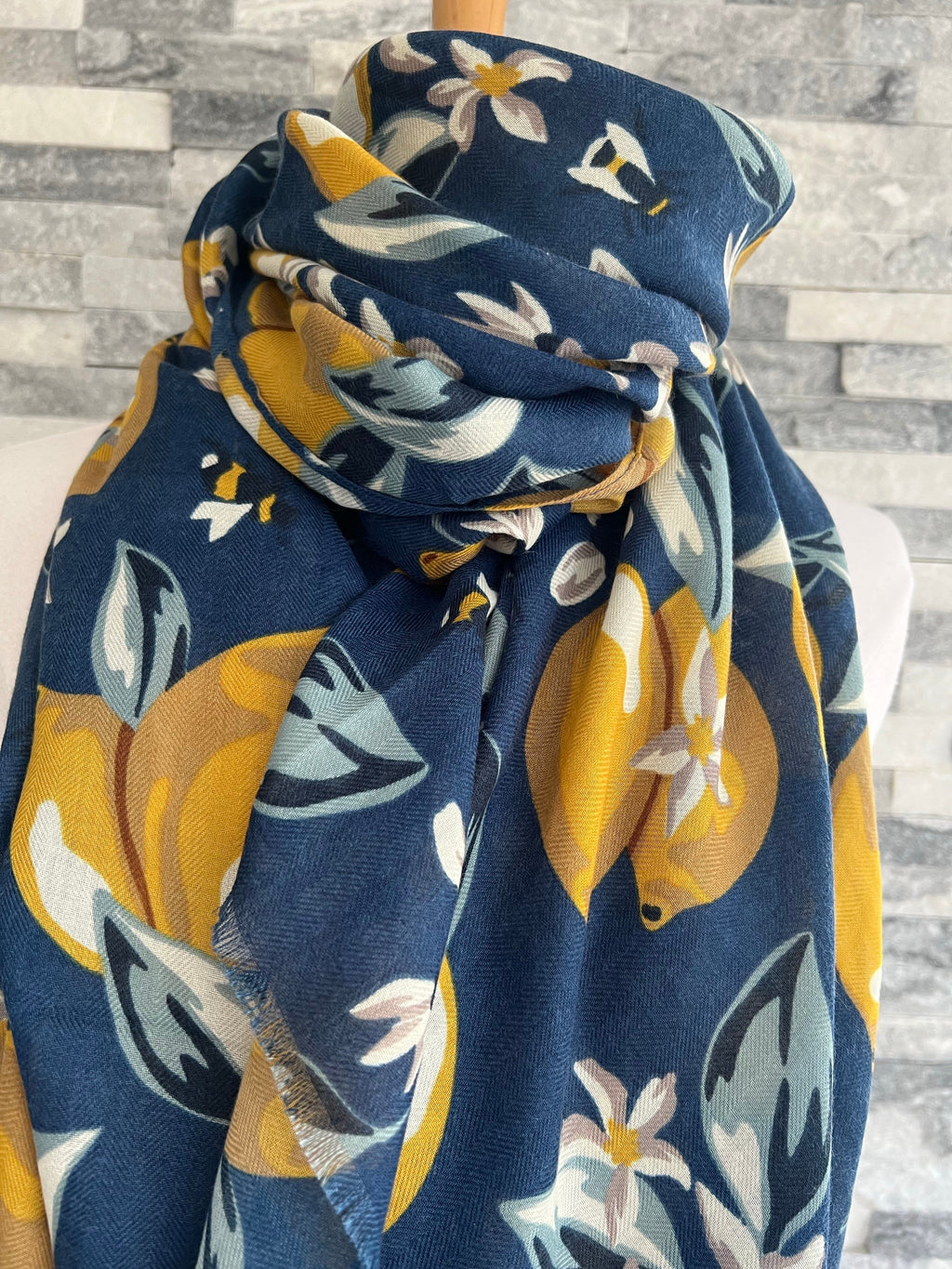 lusciousscarves Scarves Blue Lemon Tree design Scarf