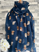 Load image into Gallery viewer, lusciousscarves Scarves Blue Owls Scarf
