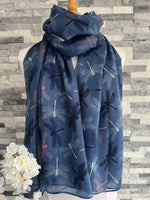 Load image into Gallery viewer, lusciousscarves Scarves Blue &amp; Pink Chic Dragonflies Scarf
