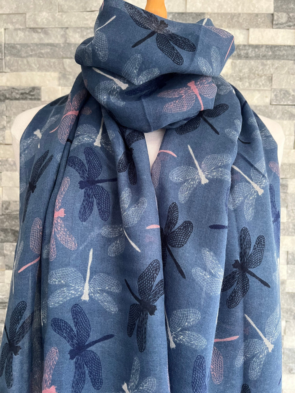 lusciousscarves Scarves Blue & Pink Chic Dragonflies Scarf