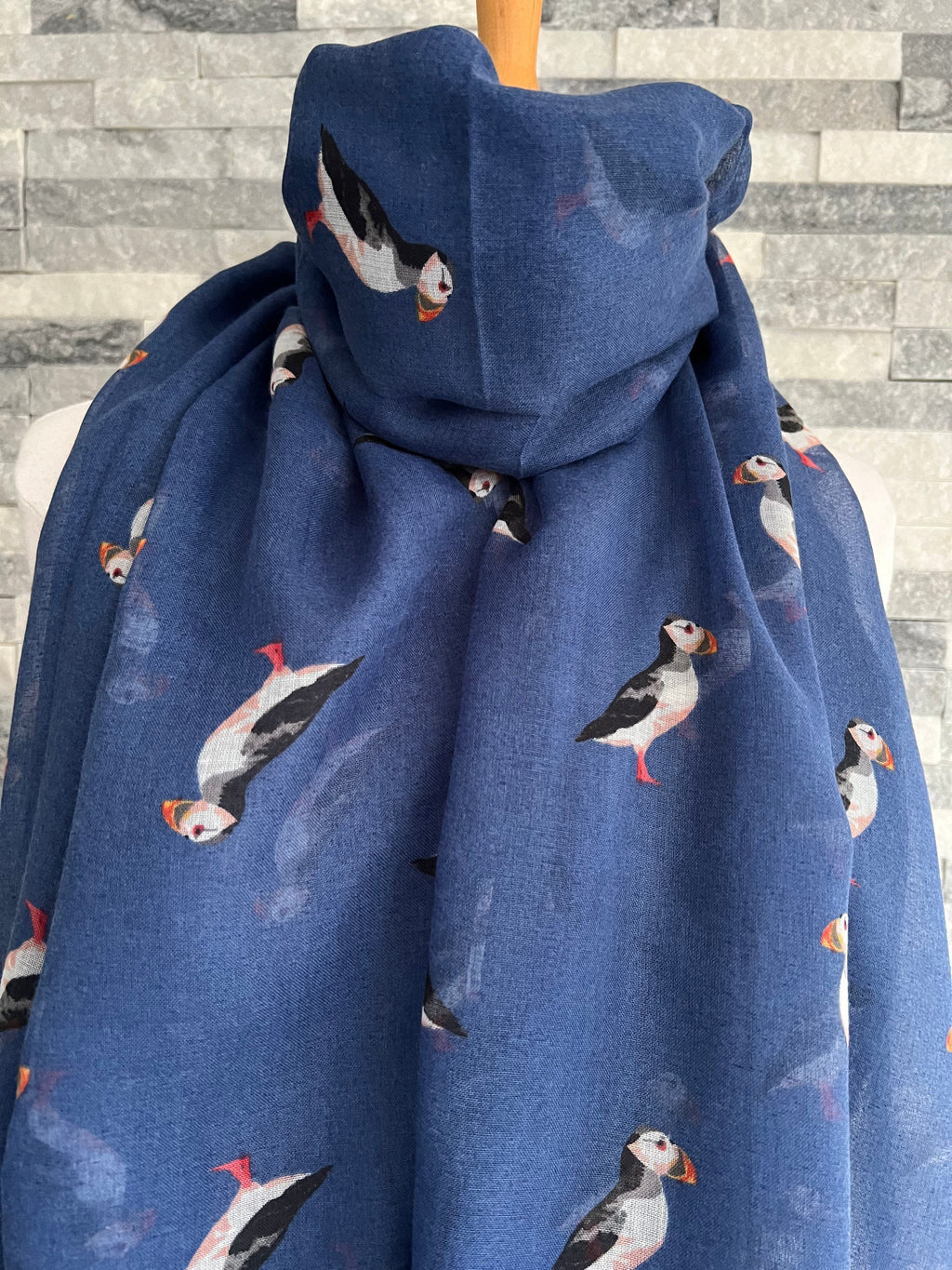 lusciousscarves Scarves Blue Puffins Scarf