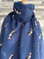 Load image into Gallery viewer, lusciousscarves Scarves Blue Puffins Scarf
