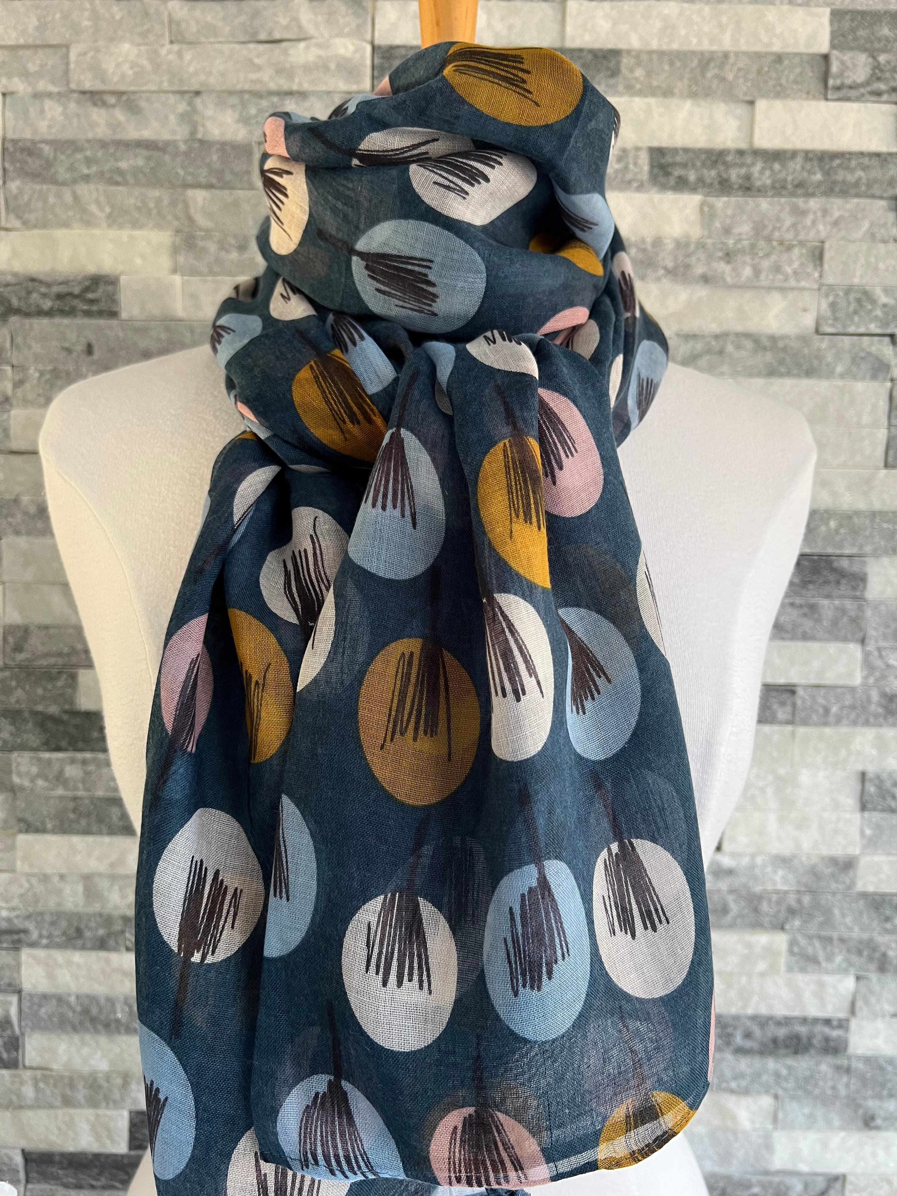 lusciousscarves Scarves Blue Sketch Trees Scarf