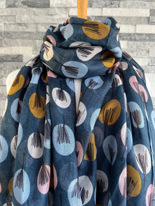 lusciousscarves Scarves Blue Sketch Trees Scarf