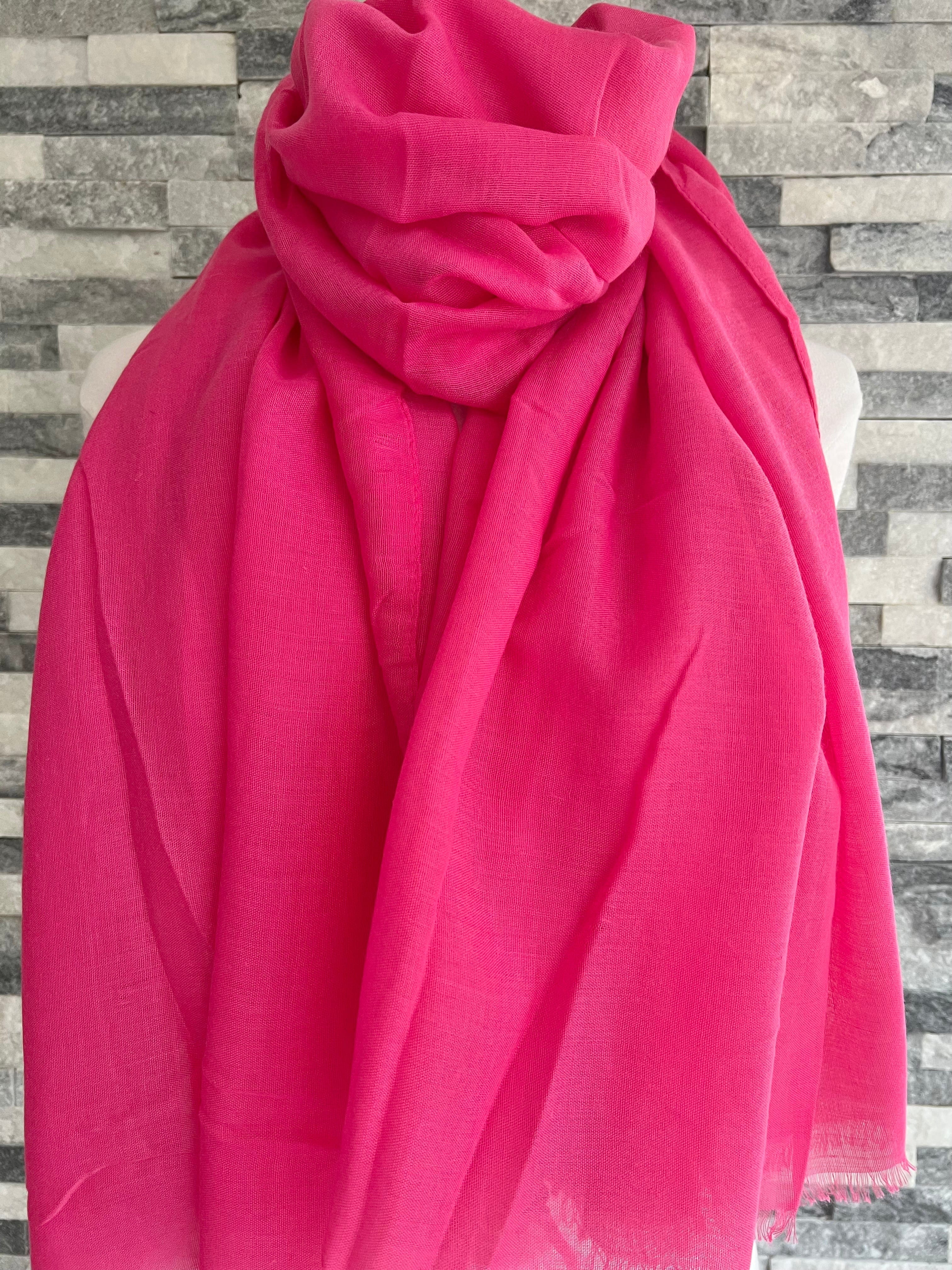 lusciousscarves Scarves Bright Pink Plain Light Weight Summer Scarf , Various Colours