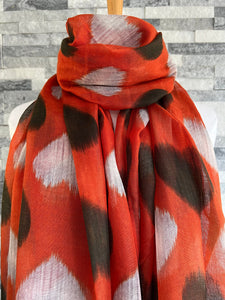 lusciousscarves Scarves Burnt Orange Faded Hearts Scarf