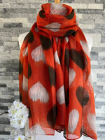 Load image into Gallery viewer, lusciousscarves Scarves Burnt Orange Faded Hearts Scarf
