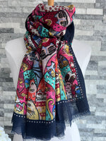 Load image into Gallery viewer, lusciousscarves Scarves Colourful Cartoon Cats Scarf
