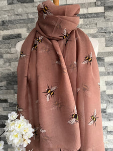 lusciousscarves Scarves Dusky Pink Busy Bees Scarf