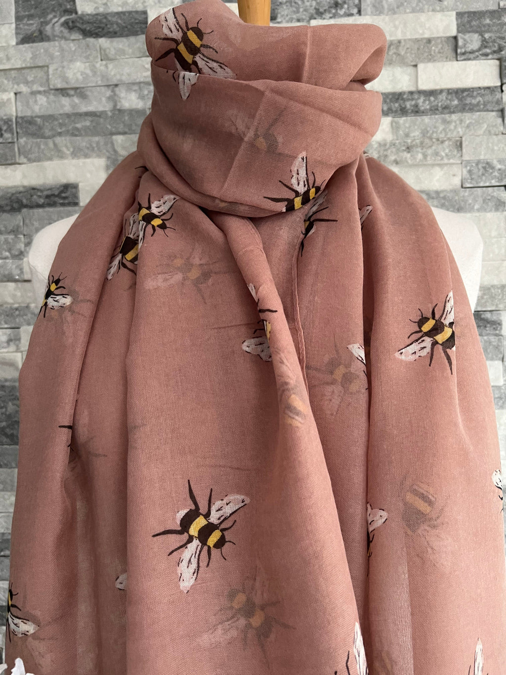 lusciousscarves Scarves Dusky Pink Busy Bees Scarf