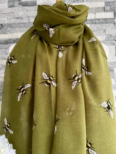 lusciousscarves Scarves Green Busy Bees Scarf
