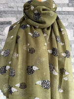 Load image into Gallery viewer, lusciousscarves Scarves Green Hedgehogs Scarf
