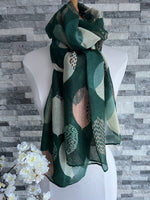 Load image into Gallery viewer, lusciousscarves Scarves Green Large Leaves Scarf
