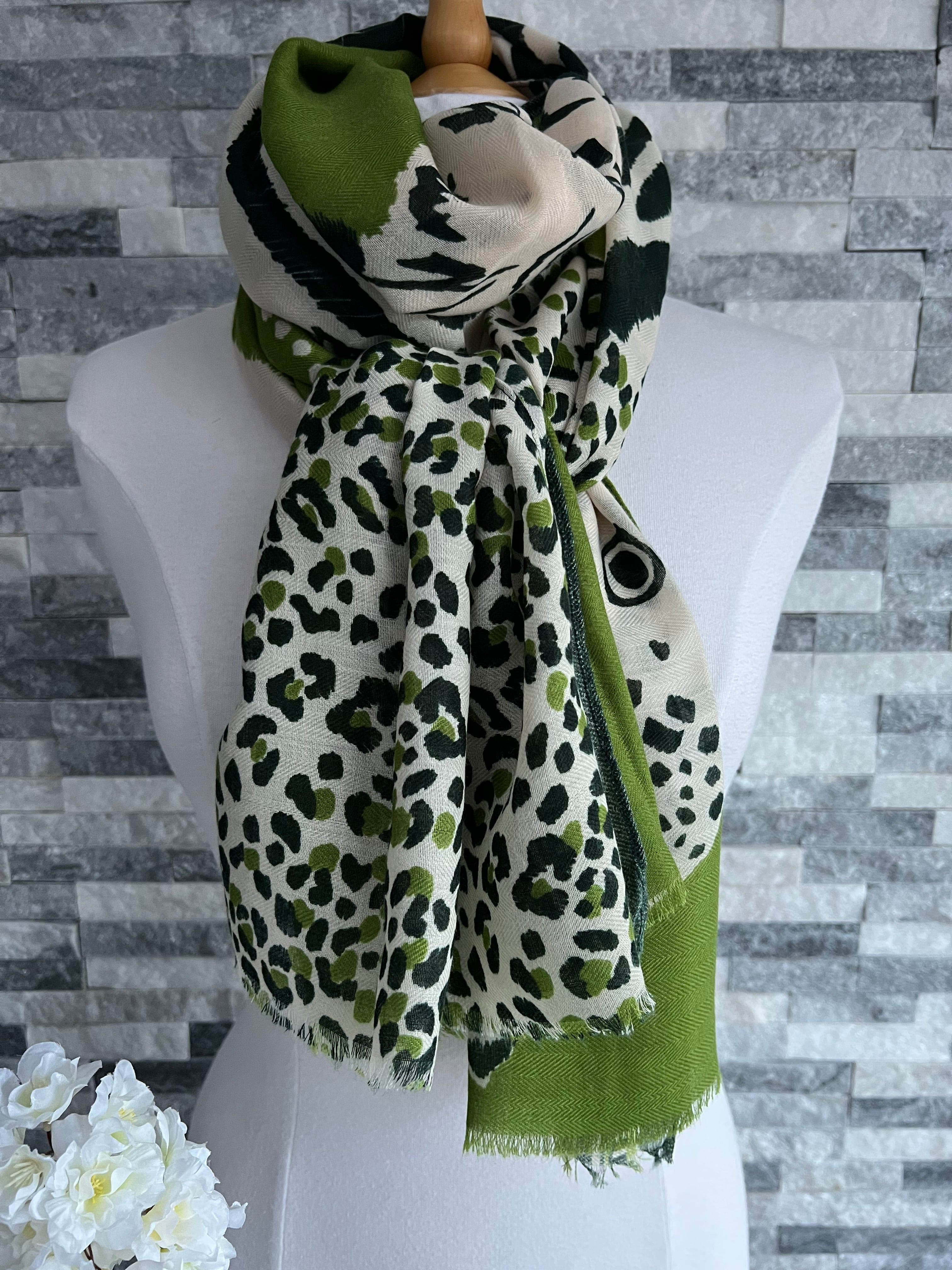 lusciousscarves Scarves Green Tiger & Leopard Animal Print Scarf