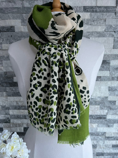 Green Tiger & Leopard Animal Print Scarf – lusciousscarves